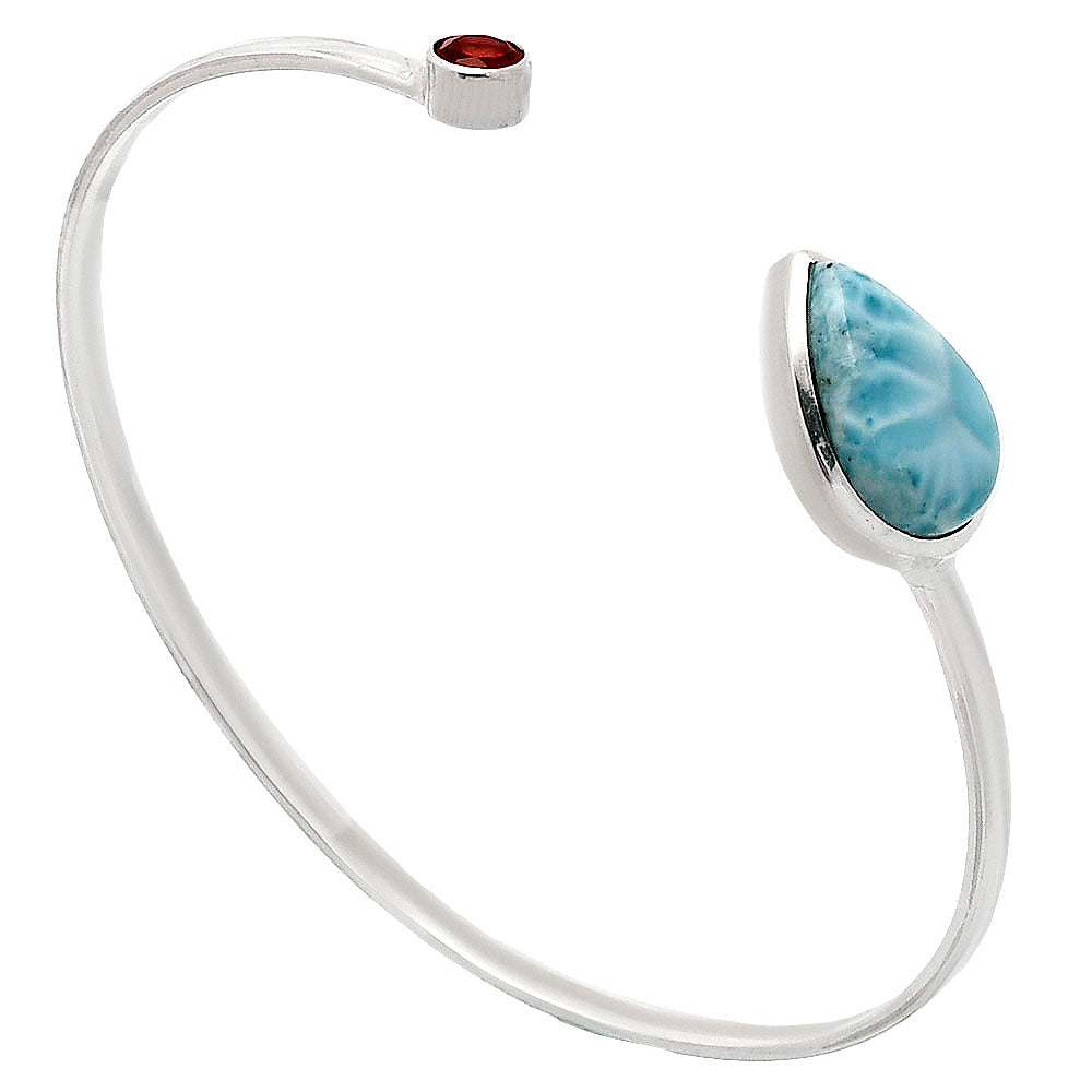 Premium Quality Larimar & Garnet Cuff Bangle Bracelet B-1004 37-EB10377