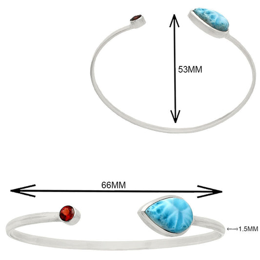 Premium Quality Larimar & Garnet Cuff Bangle Bracelet B-1004 37-EB10377