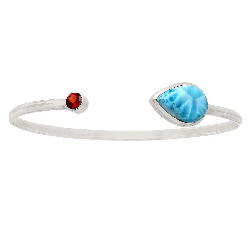 Premium Quality Larimar & Garnet Cuff Bangle Bracelet B-1004 37-EB10377
