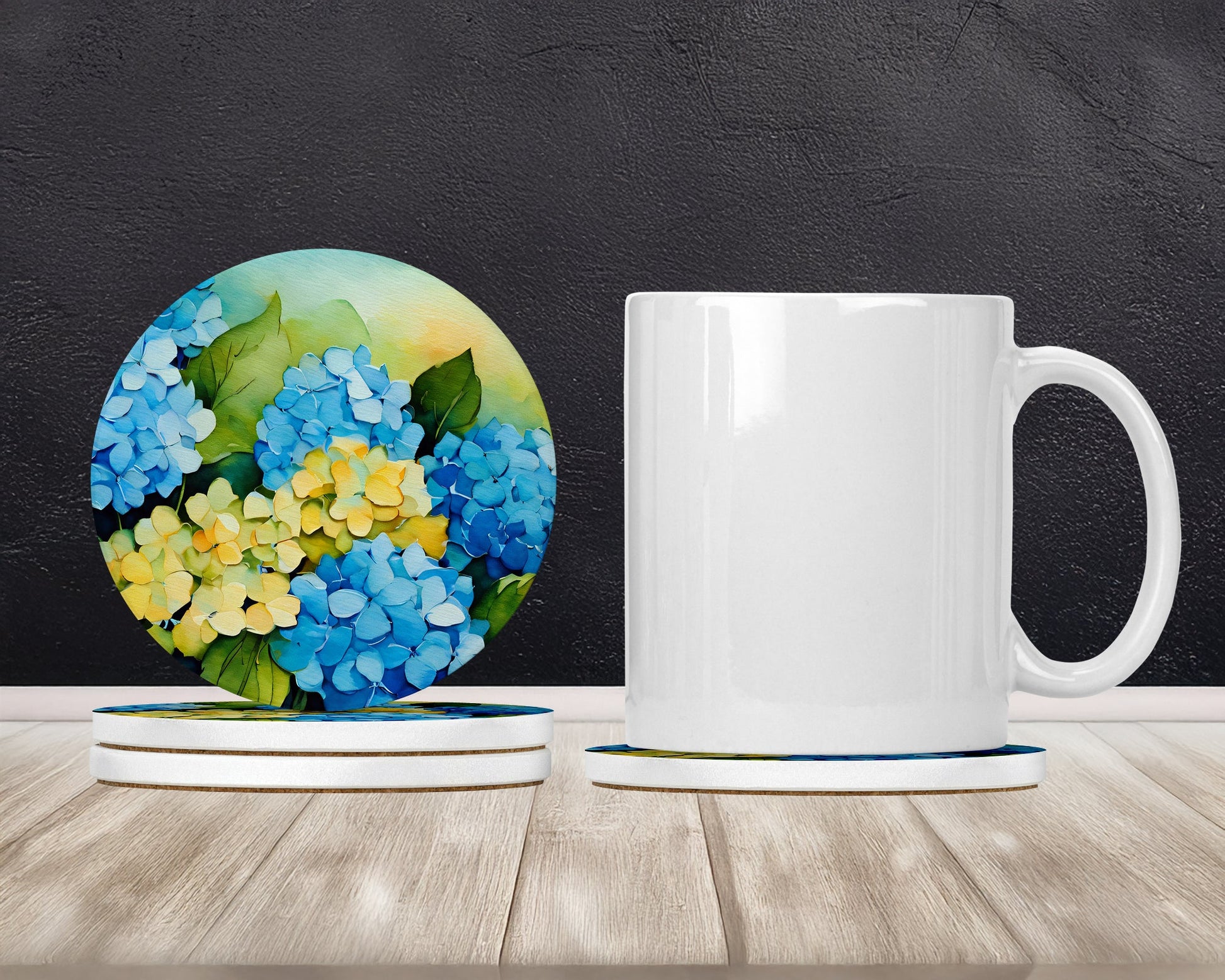 Hydrangeas in Watercolor Large Sandstone Coasters Pack of 4-1