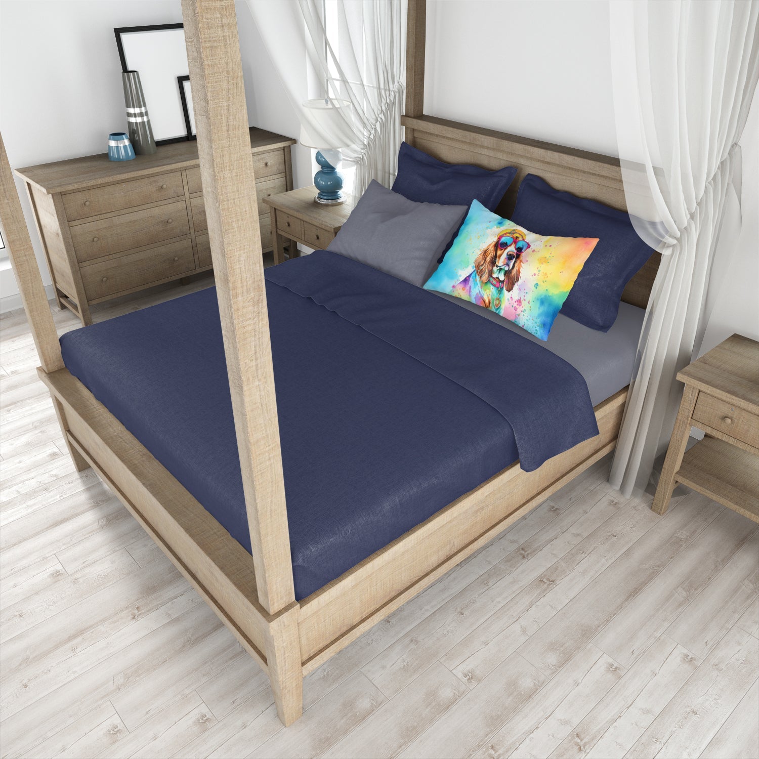 Cavalier Spaniel Hippie Dawg Standard Pillowcase-3