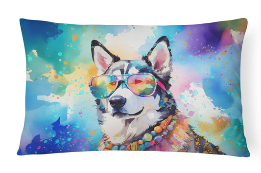 Siberian Husky Hippie Dawg Throw Pillow-0