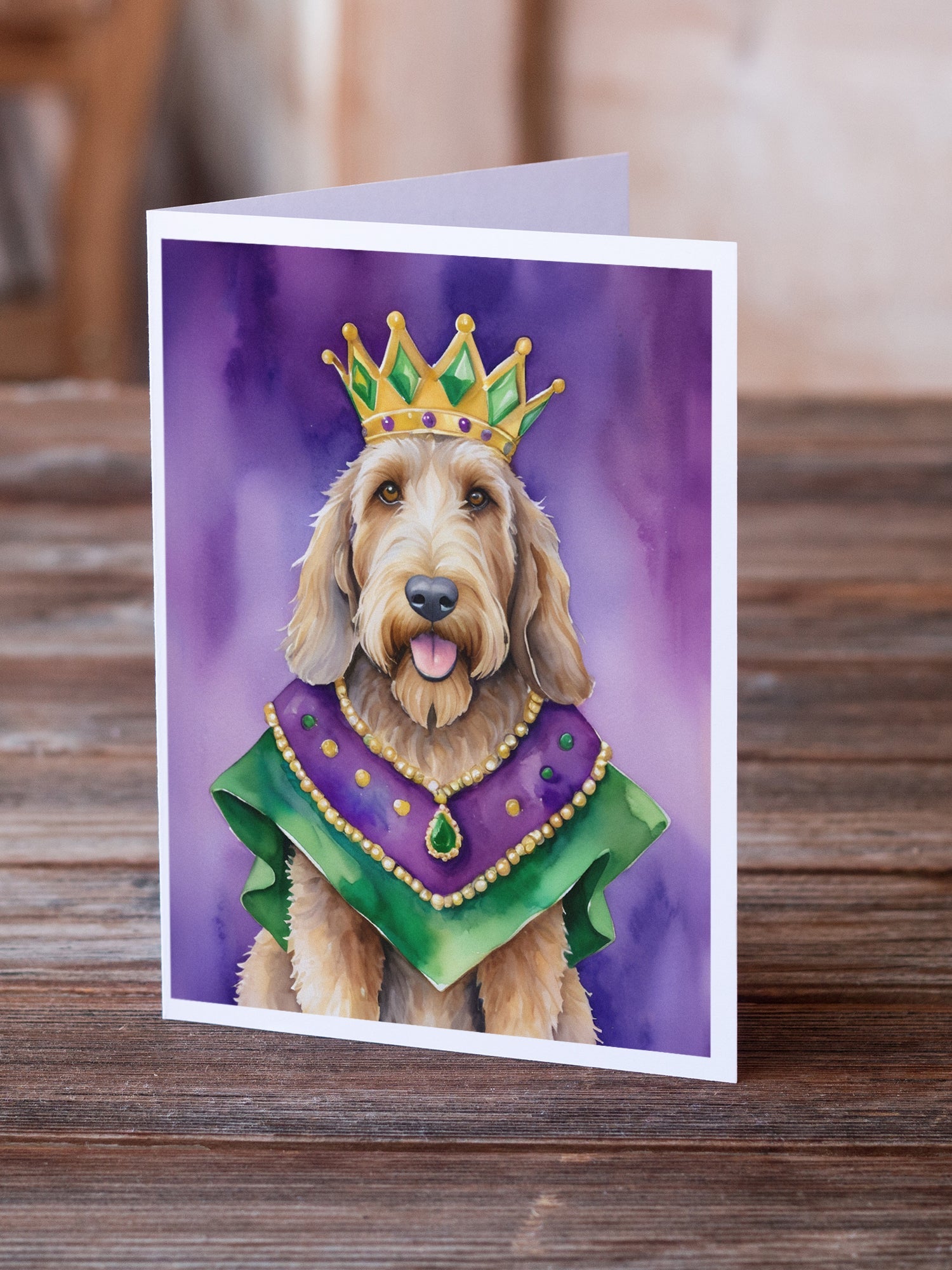 Otterhound King of Mardi Gras Greeting Cards Pack of 8-1