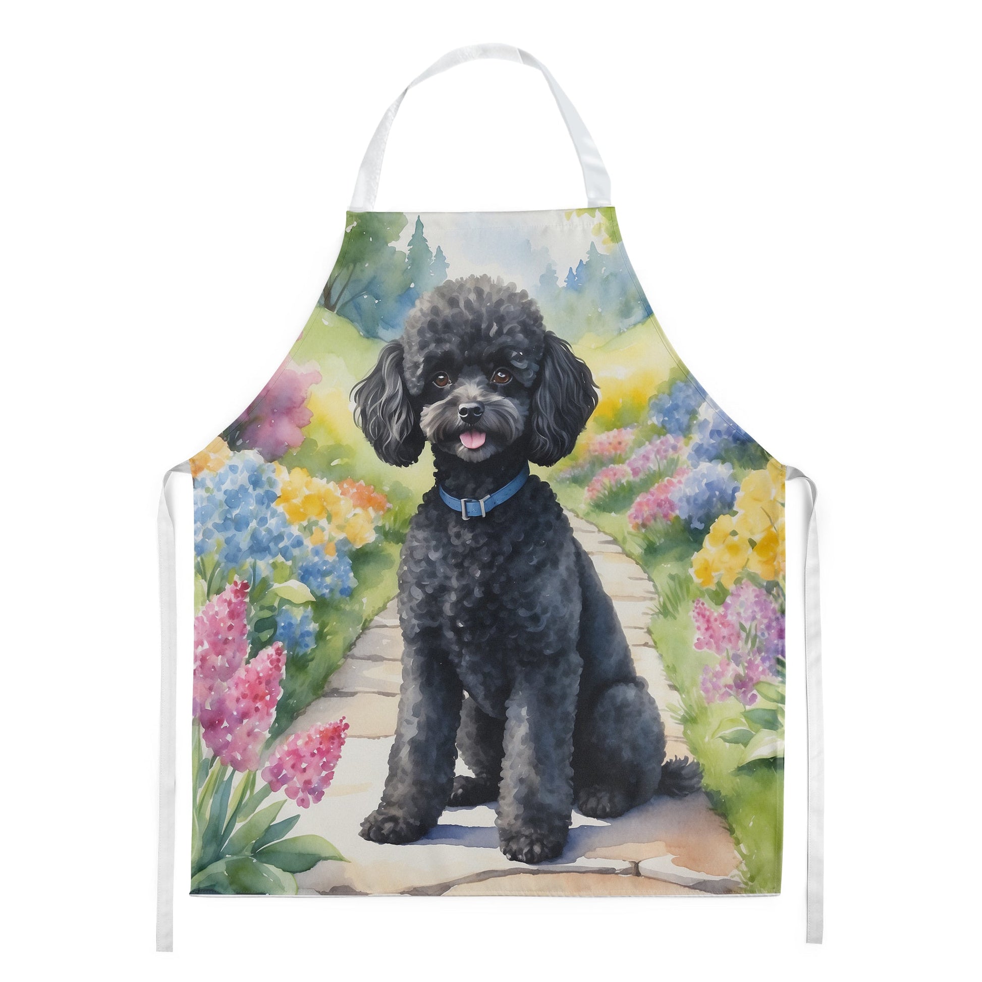 Black Poodle Spring Path Apron-0