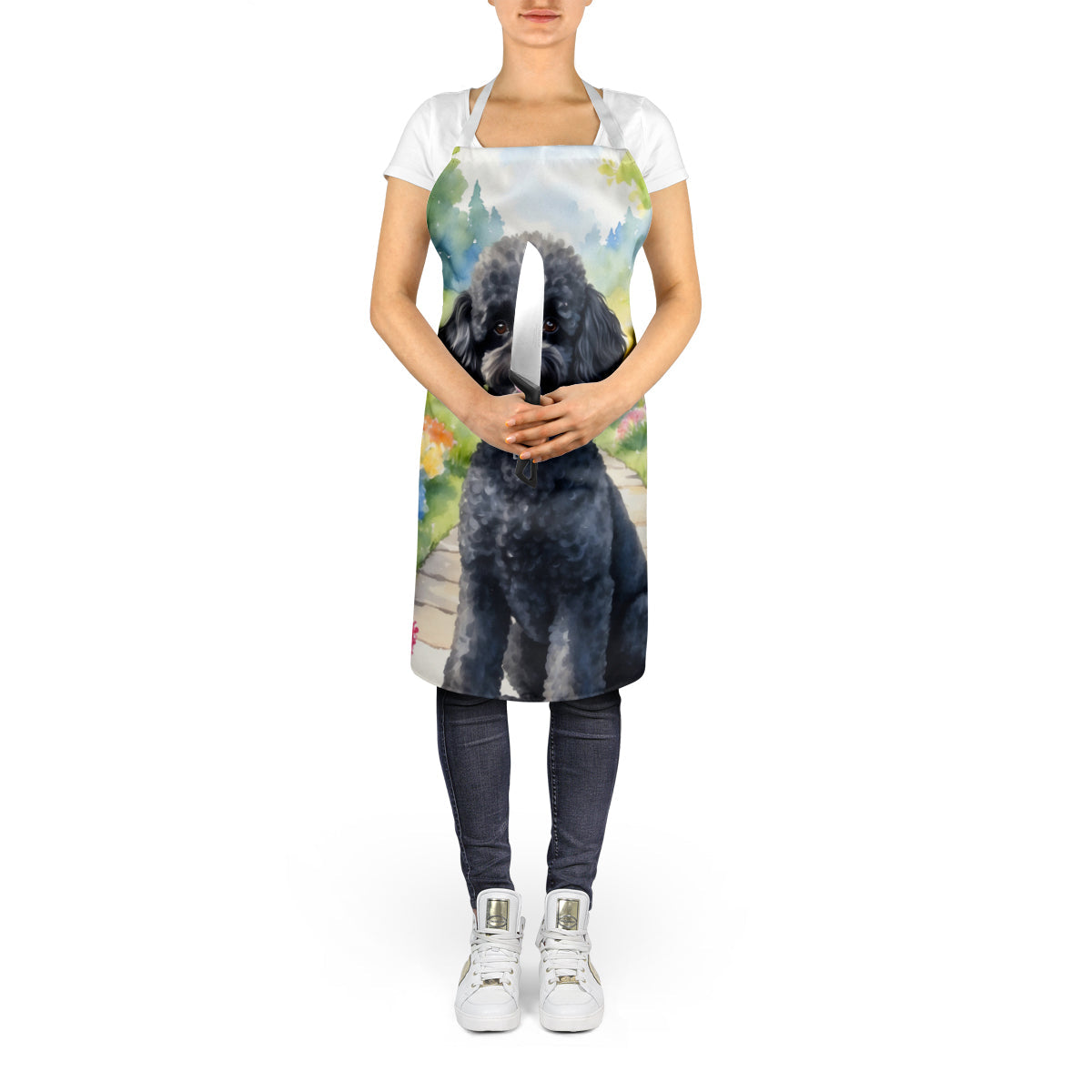 Black Poodle Spring Path Apron-4