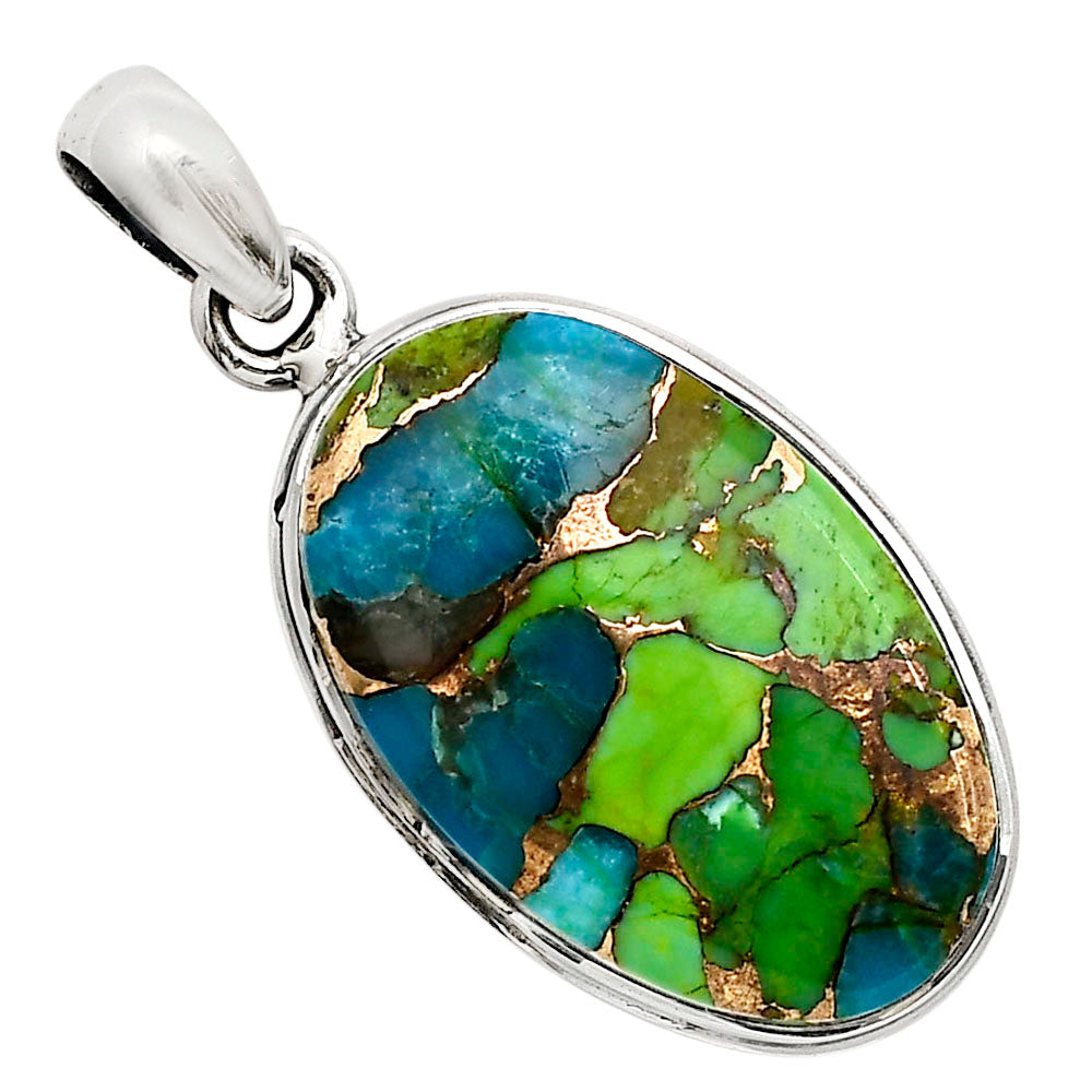 Blue Turquoise In Green Mohave Pendant P-1124 SDP158603-0