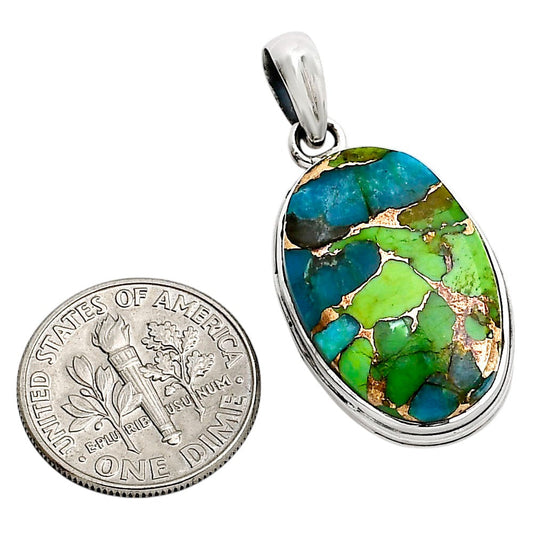 Blue Turquoise In Green Mohave Pendant P-1124 SDP158603-1