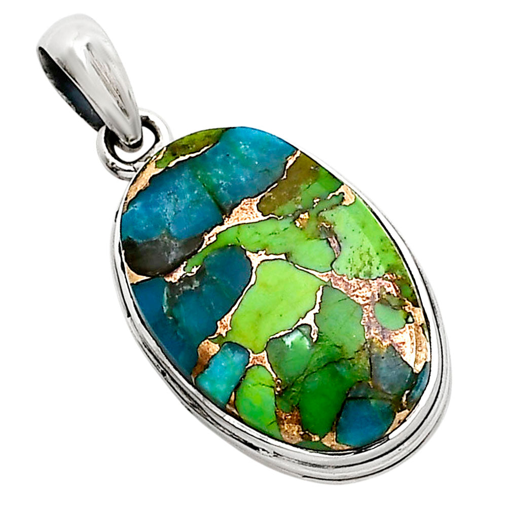 Blue Turquoise In Green Mohave Pendant P-1124 SDP158603-2